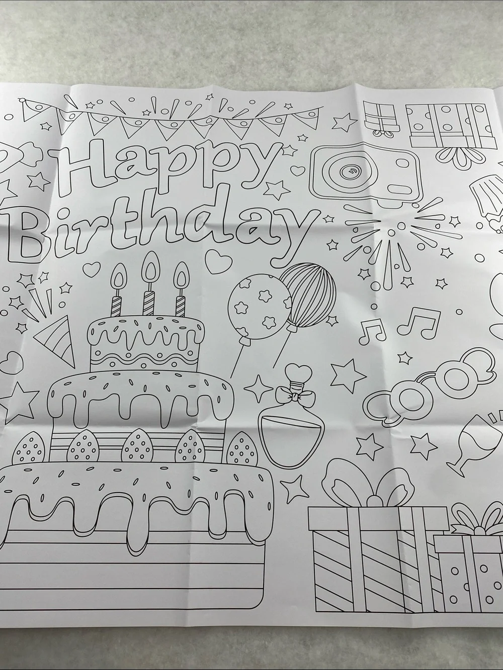 Blank Happy Birthday Coloring floor Poster - Large Party Backdrop